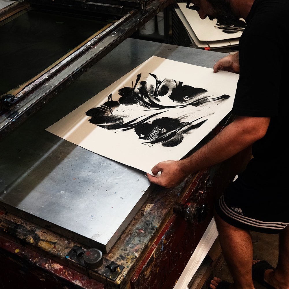 SheOne's BLCKFLWRS print making process