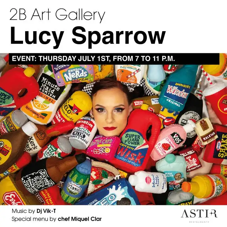 Lucy Sparrow poster for an exhibition at 2B Art Gallery