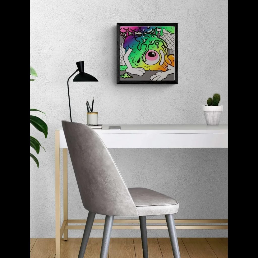 Buff Monster Restraint painting framed