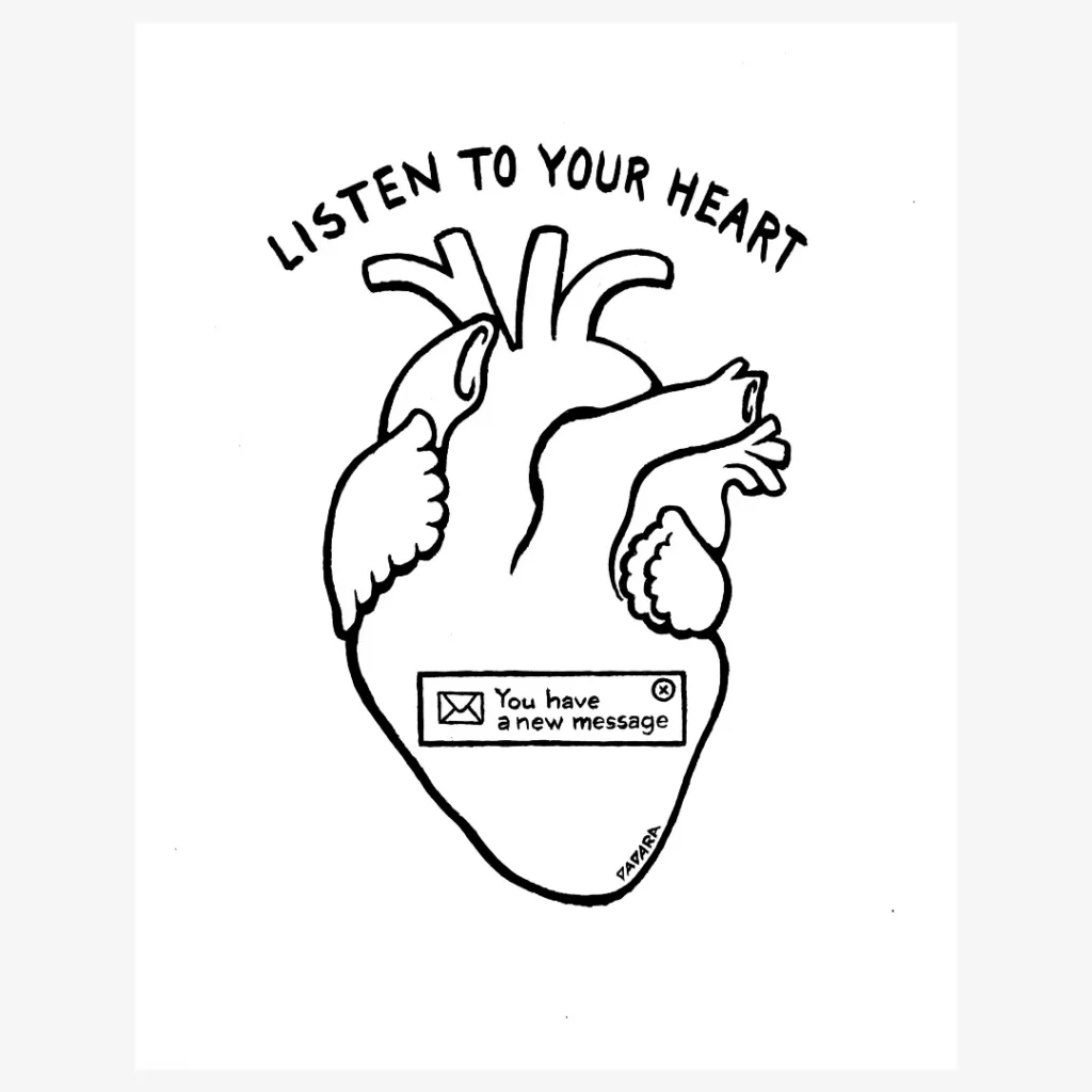An original artwork by Dadara entitled Listen to your Heart