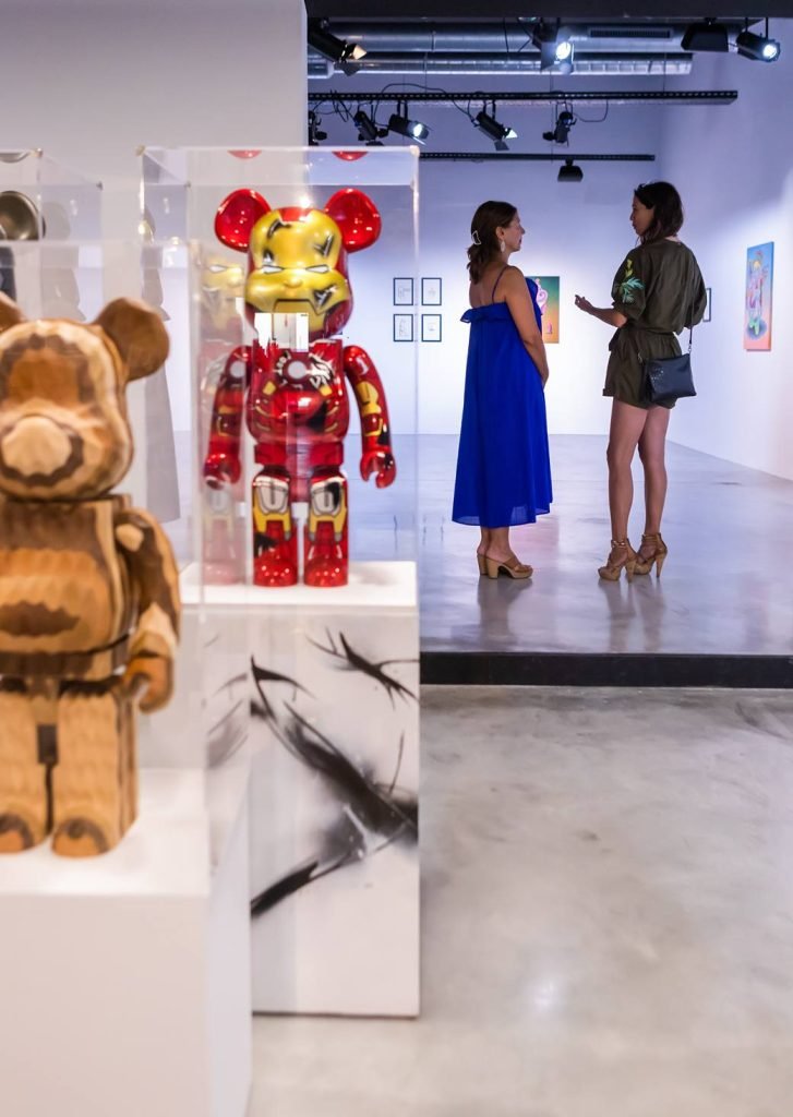 Bearbrick figures carefully monitoring the exhibition at 2B Art Gallery Palma