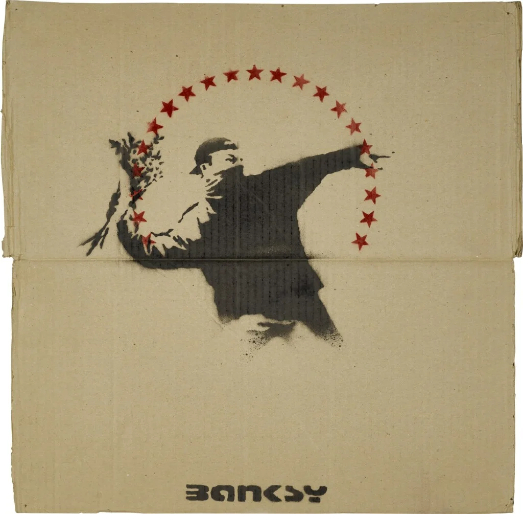 Banksy - Flower Chucker, cardboard