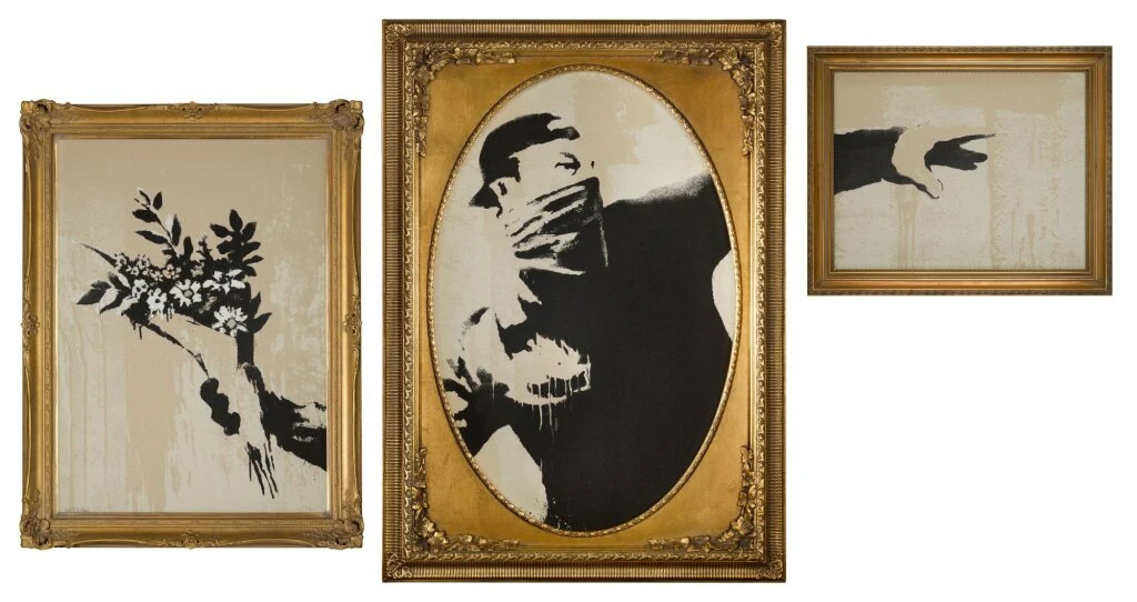 Banksy - Flower Thrower Triptych (Grey)