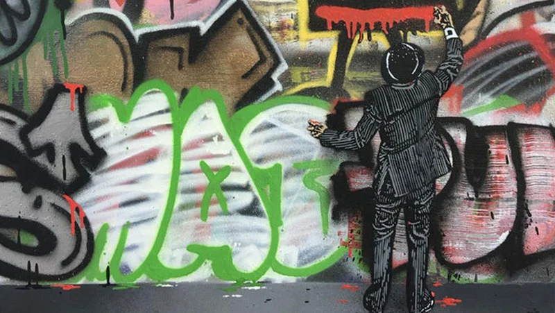 Nick Walker - The King, street art painting detail
