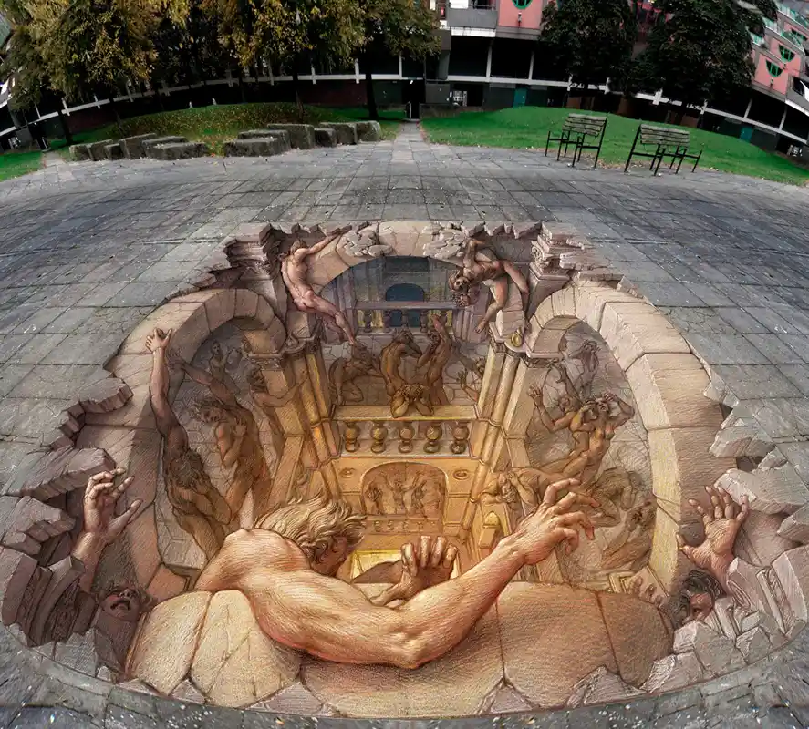 Kurt Wenner - Disaster, 3D street art